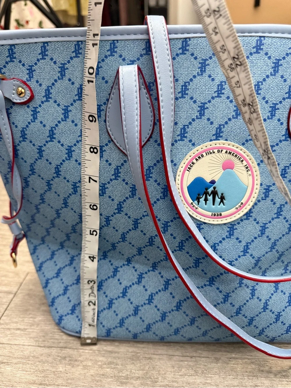 Klassik Michelle Love Blue Monogram Tote‎ Bag Oversized Coastal Grandma Preppy